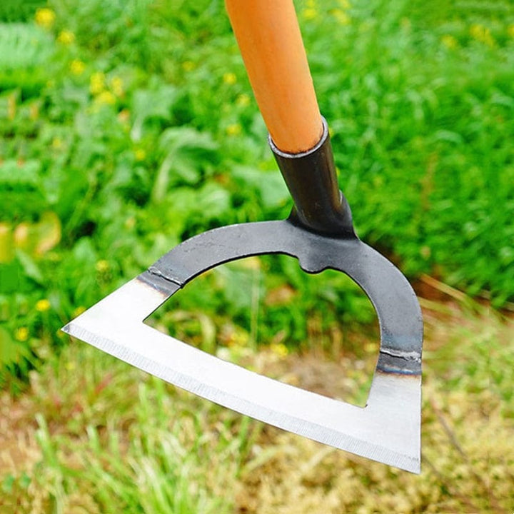 Langlebige Gartenhacke, handgeschmiedet aus Manganstahl, ideal zum Bodenlockern und Unkrautentfernen.