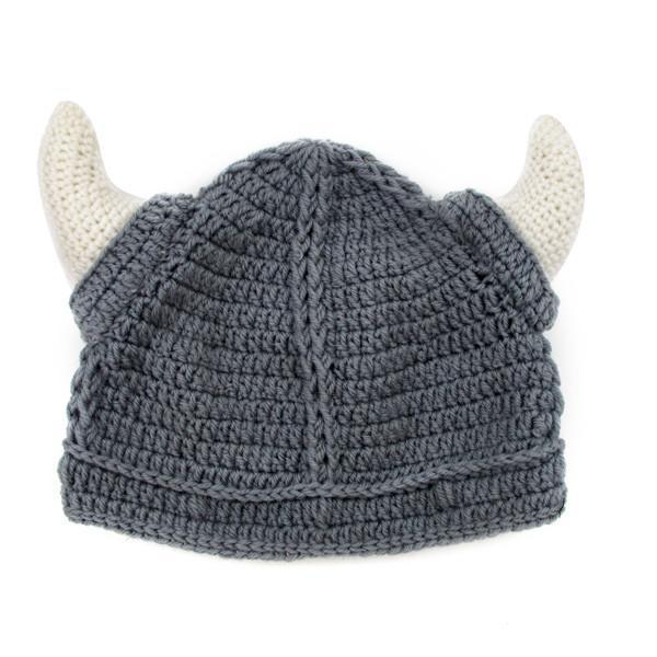 Hochwertige Unisex Wikinger Mütze mit Hörnern, liebevoll handgestrickt, ein Blickfang für jede Gelegenheit.