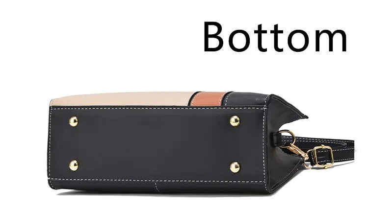 Trendige Patchwork Handtasche für Damen. Als Schultertasche oder Crossbody tragbar. Modernes Must-have Accessoire.