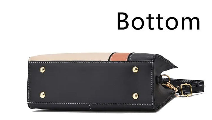 Trendige Patchwork Handtasche für Damen. Als Schultertasche oder Crossbody tragbar. Modernes Must-have Accessoire.