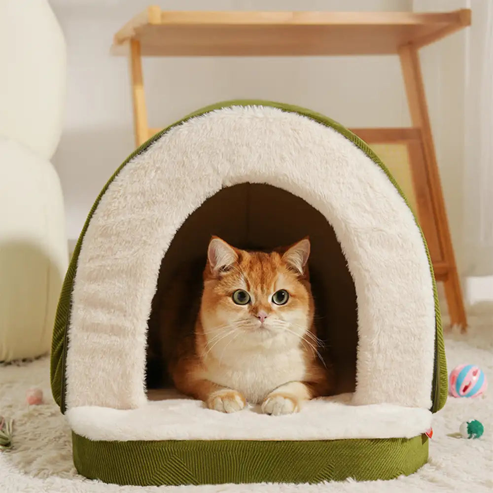 Beruhigendes Höhlenbett für Haustiere. Warmes & gemütliches Hundebett/Katzenbett für Tiefschlaf.
