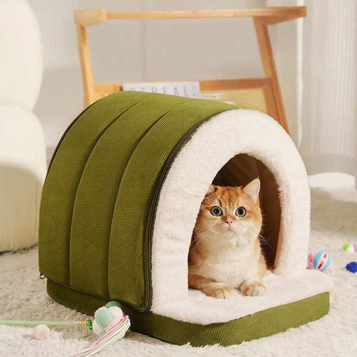 Rundes Hundebett Höhle, warmes Kuschelbett für Tiefschlaf und Geborgenheit. Perfekt für kleine Hunde.