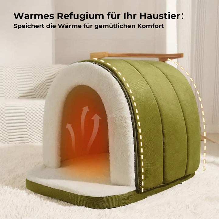 Angstlösendes Höhlenbett für Haustiere, super weich. Bietet Hunden & Katzen sicheren Tiefschlaf.
