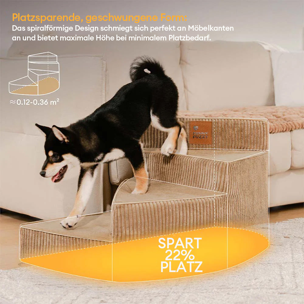 Gelenkschonende Hundetreppe aus weichem Cord, perfekt für kleine Haustiere.