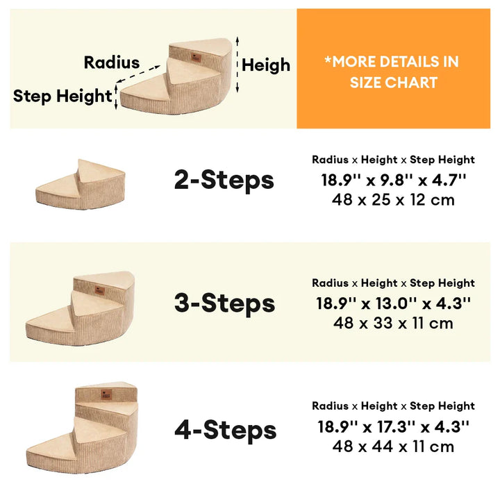 Anpassbare Haustiertreppe aus Cord für einfachen Zugang zu Sofa & Bett.