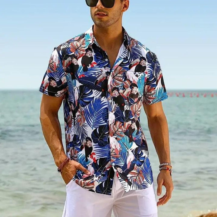 Vielseitiges Männer Hawaii Hemd, kurzärmelig, für entspannte Urlaubstage, Strand und sommerliche Freizeit.