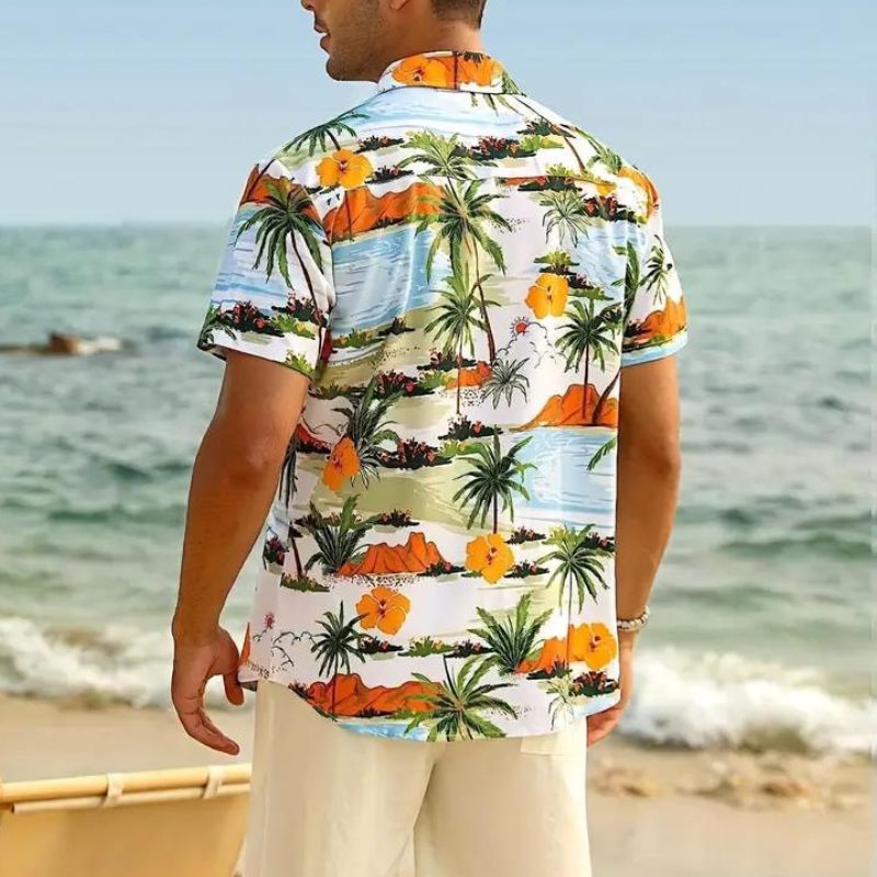 Stylisches Herren Sommerhemd im Hawaii-Design. Perfektes Kurzarmhemd für Strand, Pool und Freizeitlooks.