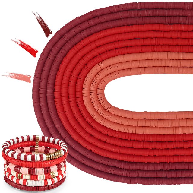 Fertige Armbänder & Halsketten aus dem Polymer Lehmperlen Kit; kreatives Hobby.