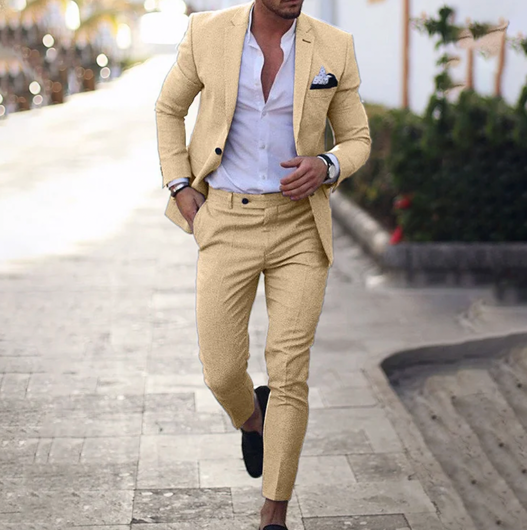 Herren Ganzjahresanzug: Eleganter Business-Sakko & Hose Set, in verschiedenen modernen Farben erhältlich.