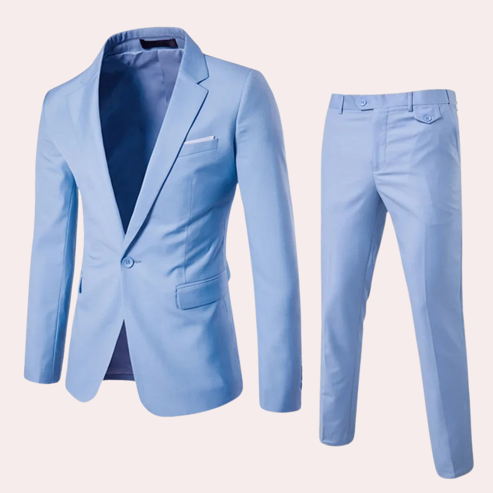 Hochwertiger Herrenanzug für ganzjährigen Komfort. Moderner, formeller Anzug, ideal für Smart Casual & elegante Abendmode.