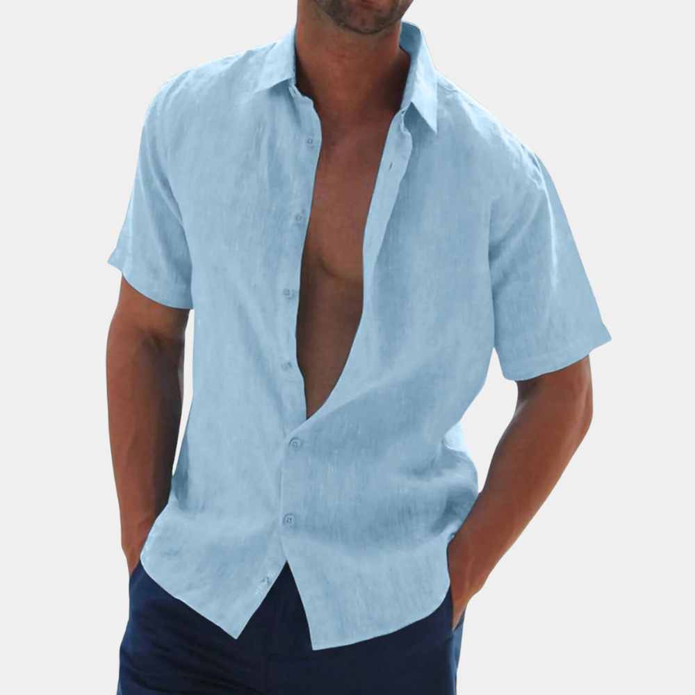 Elegantes Herren Kurzarmhemd in frühlingshafter Farbe. Luftig, bequem & stilvoll für warme Tage.
