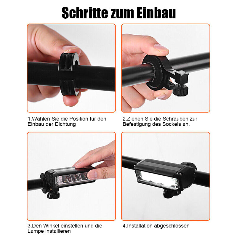 Fahrradbeleuchtung mit 900 Lumen: Helles, USB-aufladbares LED-Licht, ideal für sichere Radtouren.