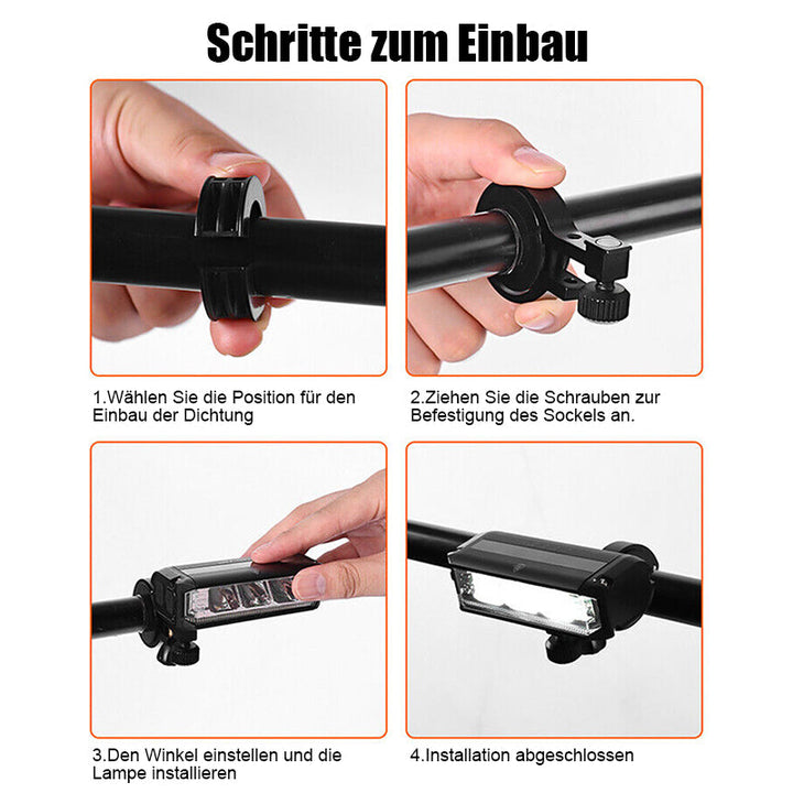 Fahrradbeleuchtung mit 900 Lumen: Helles, USB-aufladbares LED-Licht, ideal für sichere Radtouren.