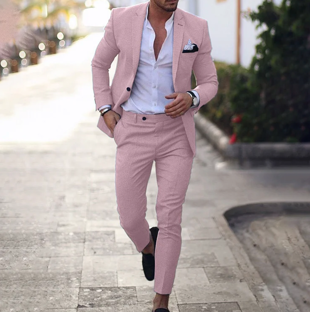 Eleganter Herren Business-Casual Anzug: Stilvolles Sakko & Hose für moderne Looks im Büro oder in der Freizeit.