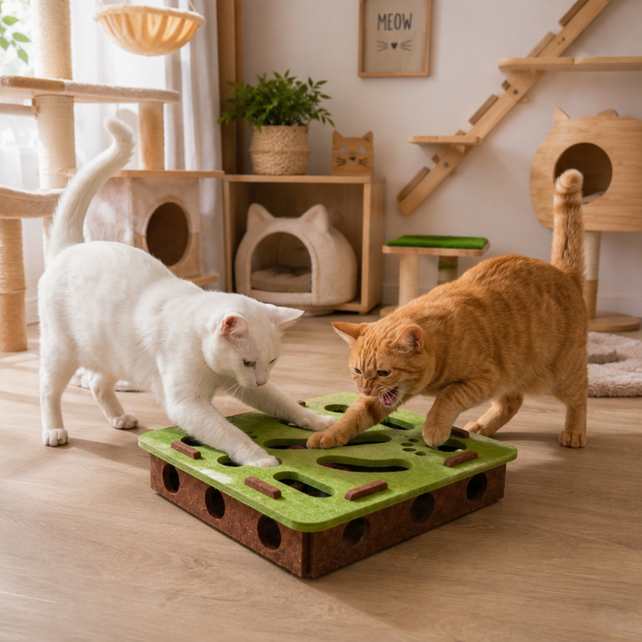 Interaktives Katzen-Intelligenzspielzeug aus Filz für Beschäftigung & Spielspaß.