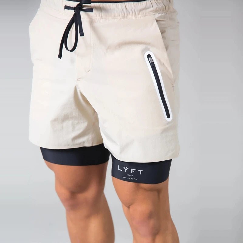 Vielseitige Herren Sport- und Trainingsshorts 2-in-1. Ideal für Fitness, Laufen und Sportmode.
