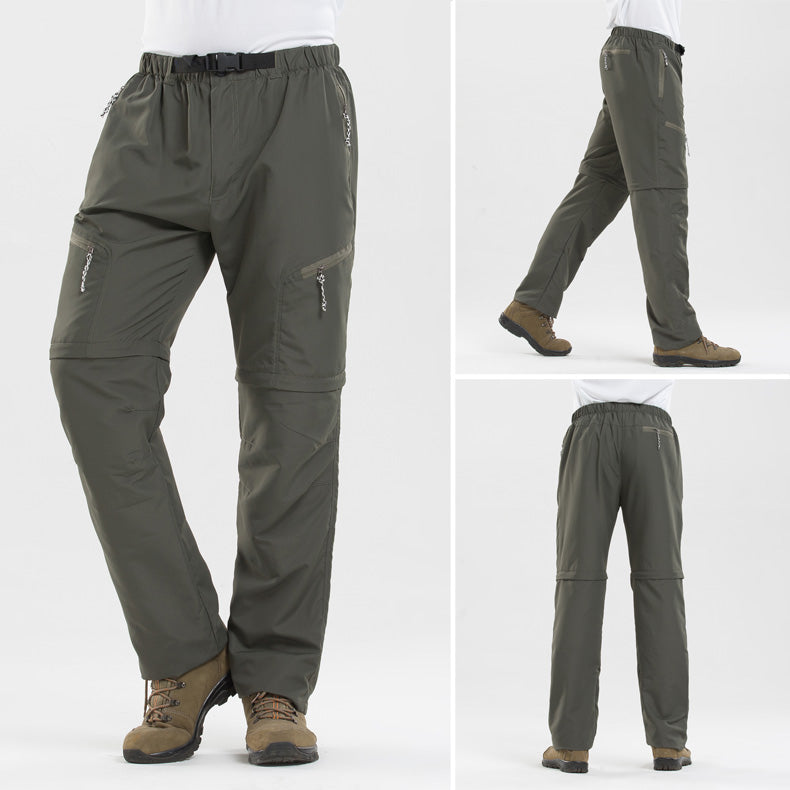 Seitenansicht der Herren 2-in-1 Wanderhose mit praktischen Cargotaschen.