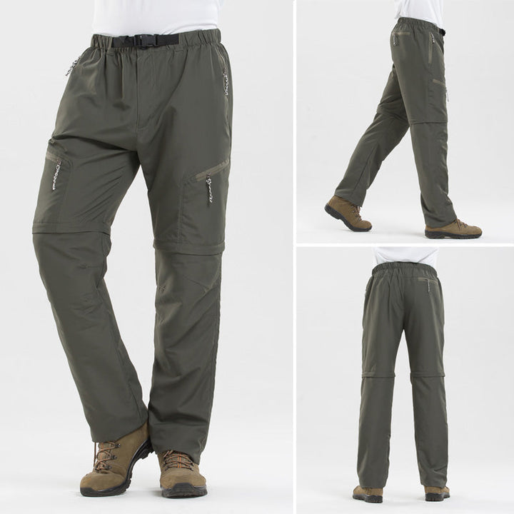 Seitenansicht der Herren 2-in-1 Wanderhose mit praktischen Cargotaschen.
