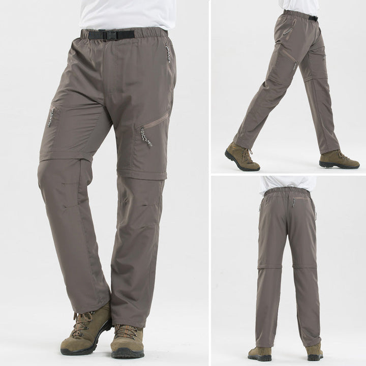 Detailansicht des robusten Materials der Herren 2-in-1 Wanderhose, strapazierfähig.