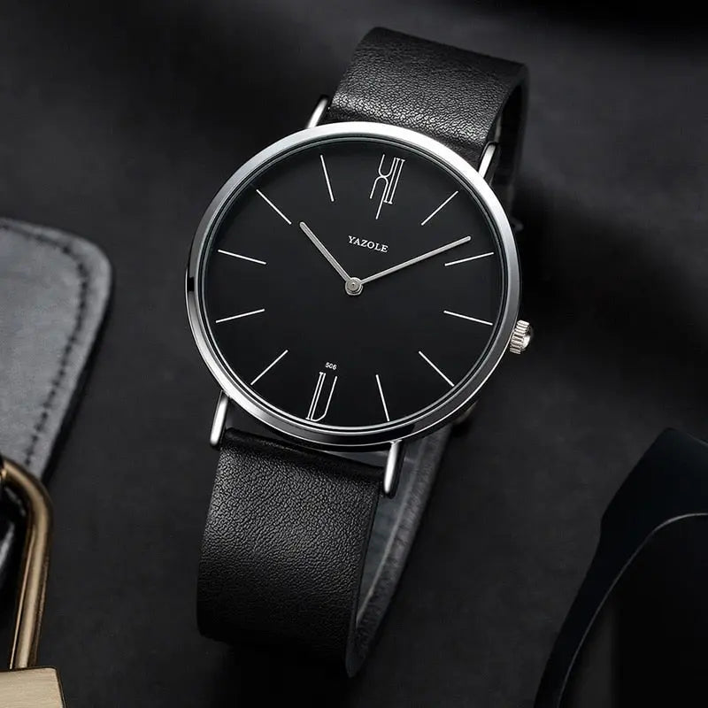 Nahaufnahme Zifferblatt der Henry Herrenuhr: Zeitlose Eleganz, klare Indizes und feine Zeiger für den Mann.
