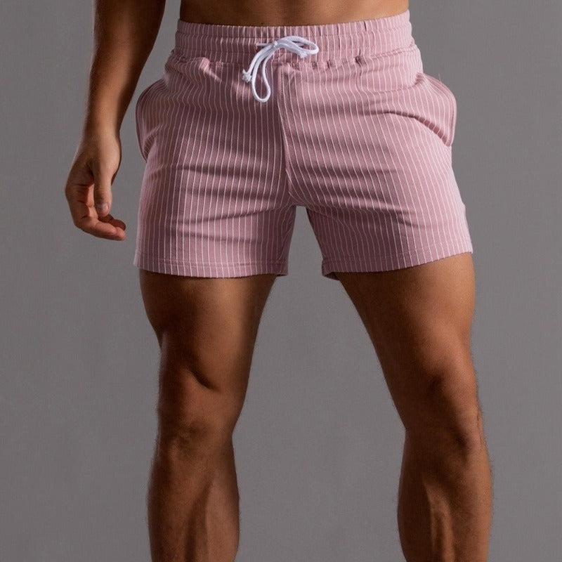 Rückansicht: Slim fit Badeshorts für Herren, schwarz, schnelltrocknend, Bademode.