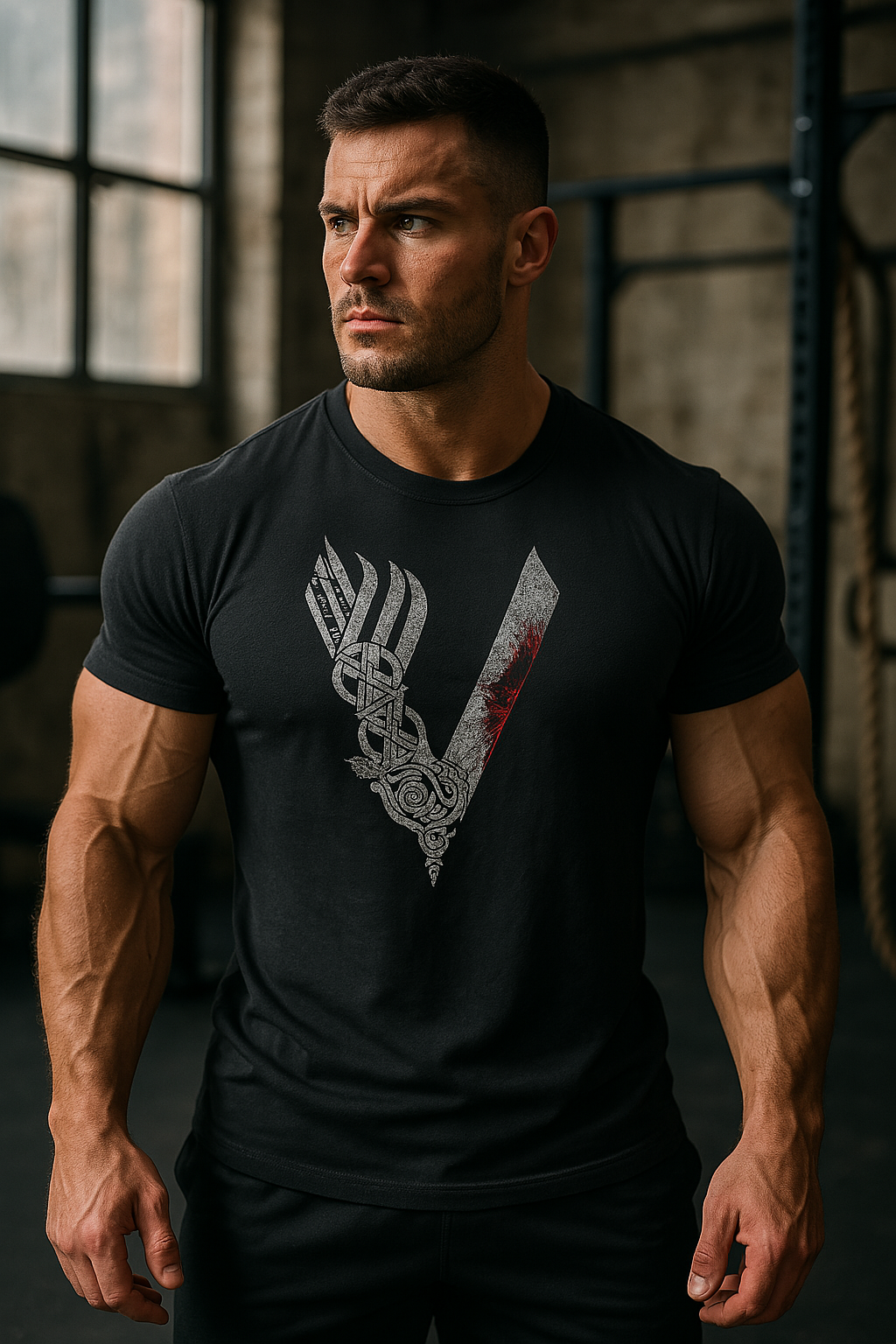 Detailaufnahme eines weichen Herren Basic T-Shirts aus Baumwolle, für optimalen Tragekomfort & Qualität.