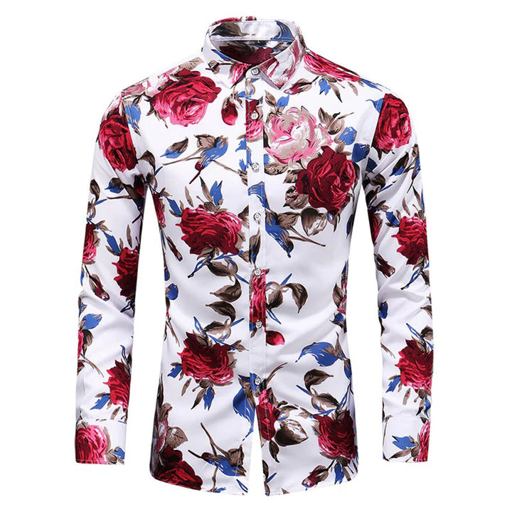 Lässiges Herren Blumenmuster Hemd "Finn" offen getragen, ideal für entspannte Sommer Looks & Freizeit.