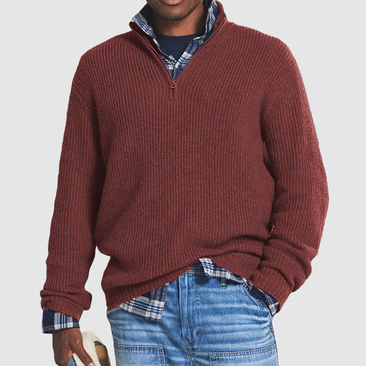 Komfortabler Herren Strickpullover mit Reißverschluss, ideal für den stilvollen Business-Casual-Look.