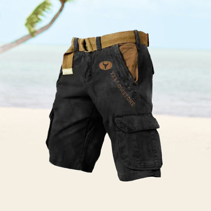 Funktionelle Herren Cargo-Shorts mit vielen Taschen, ideal für Reisen. Praktische Sommer-Shorts.