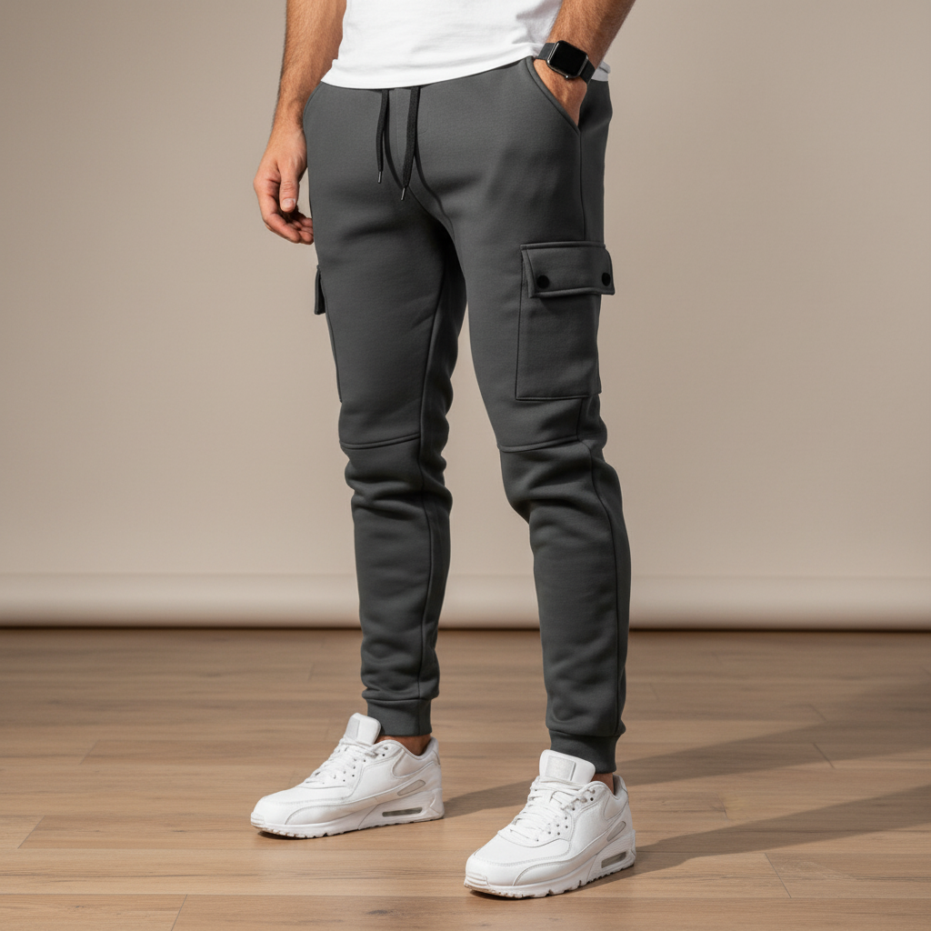 Herren Cropped Jogginghose Rene in Schwarz, bequem für Sport & Freizeit, mit praktischen Seitentaschen.