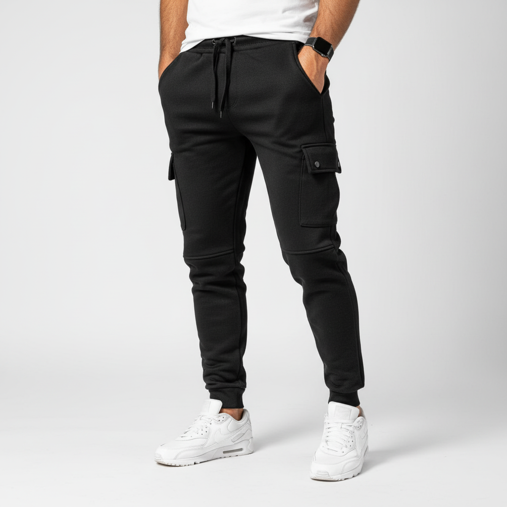 Komfortable Herren Athleisure-Hose, cropped Schnitt mit Seitentaschen, langlebig und pflegeleicht.
