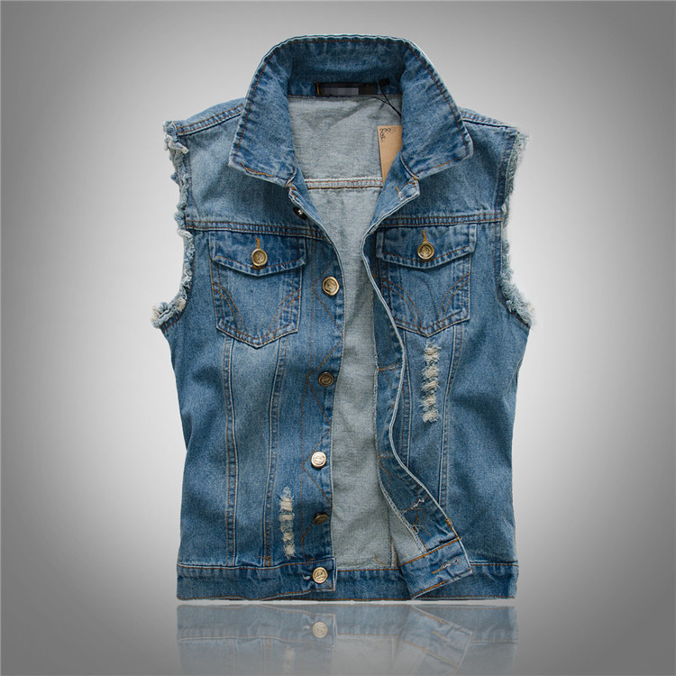 Robuste Herrenweste aus Denim im Vintage-Stil, lässig und modisch. Perfekt als ganzjährige Streetwear-Oberbekleidung.