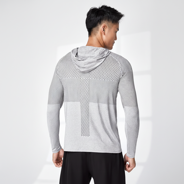 Reflektierendes Herren Funktionskapuzenshirt Dylan für sicheres Jogging & Outdoor-Training; atmungsaktiv.