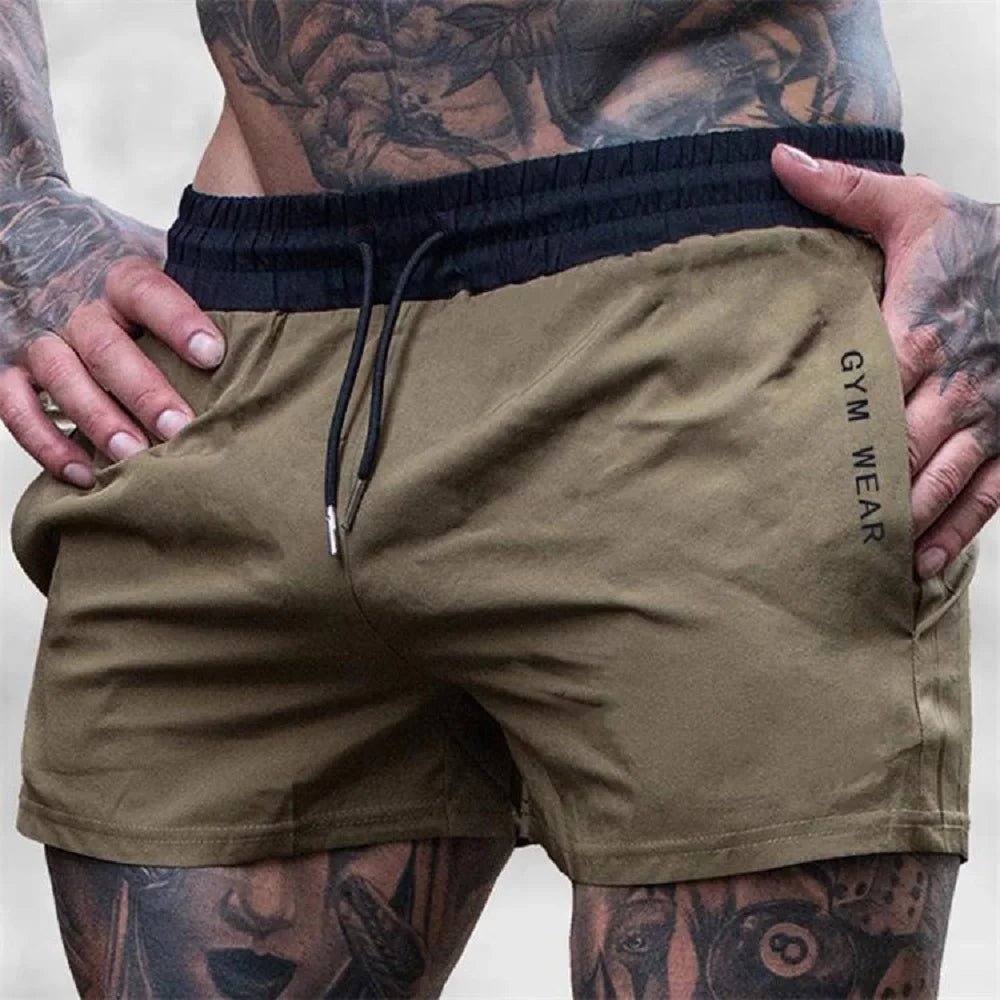 Dunkelblaue Herren Sport Shorts mit Kordelzug & Seitentaschen, ideal für Fitness, Gym und aktive Männer Mode.