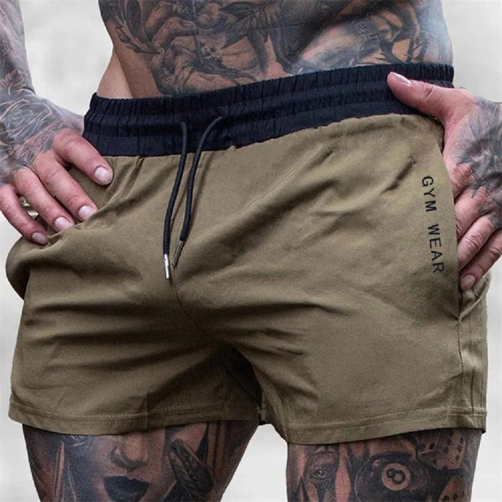 Dunkelblaue Herren Sport Shorts mit Kordelzug & Seitentaschen, ideal für Fitness, Gym und aktive Männer Mode.