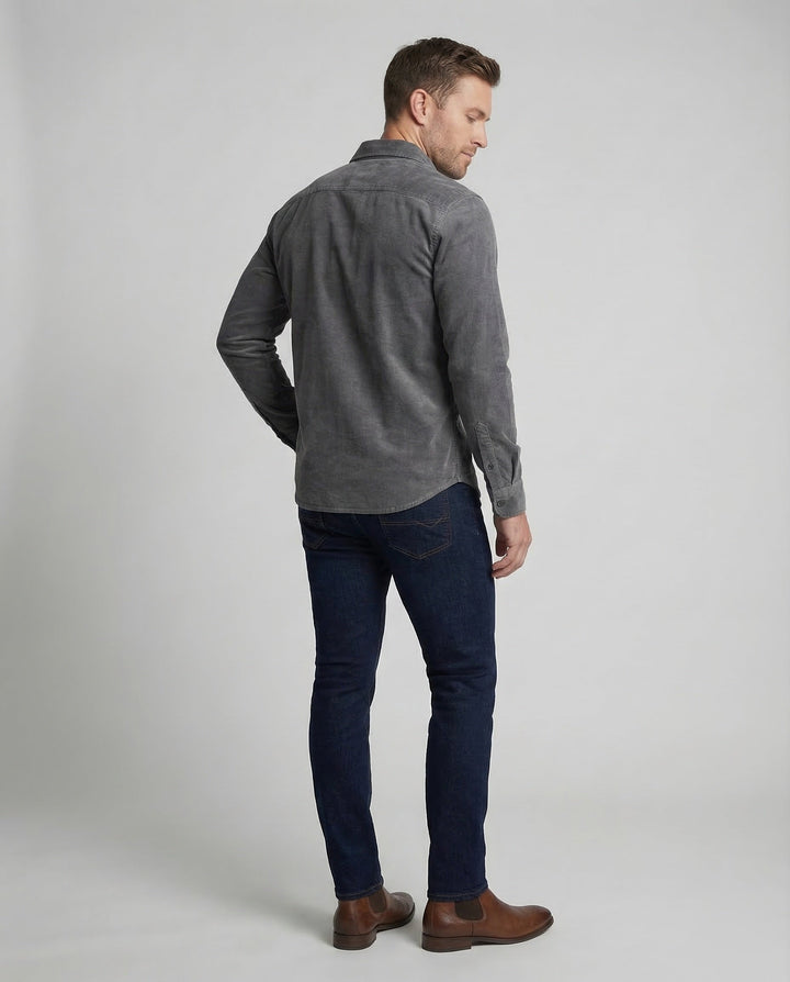 Komfortables Herren Vintage Freizeithemd, Langarm Slim Fit. Vielseitig für Casual Look & Alltagstauglichkeit.