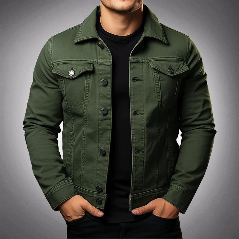 Stylische Herren Übergangsjacke mit Knopfleiste. Moderne Slim Fit Freizeitjacke für elegante Casual-Outfits.