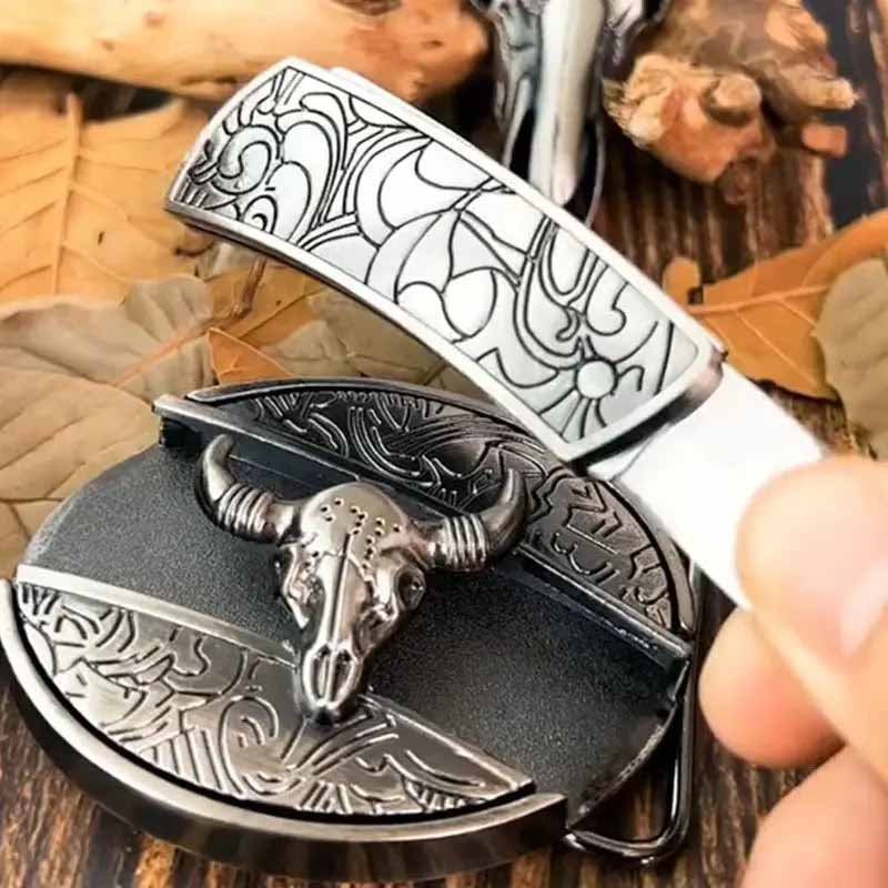 Stabile Herrengürtelschnalle im Western-Stil, verstecktes Multitool für Outdoor-Abenteuer.
