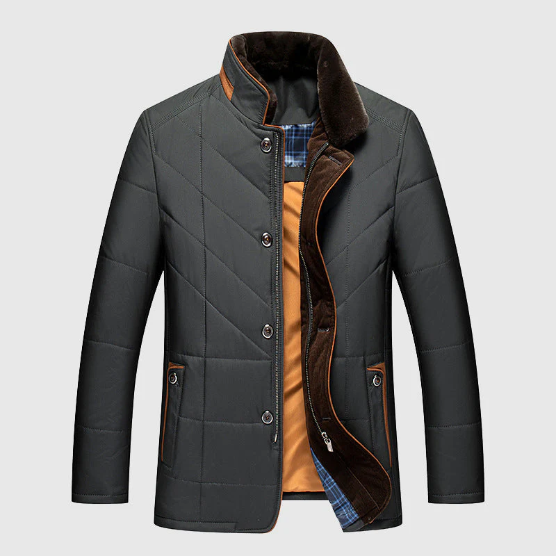 Dicke Herren Steppjacke für den Winter, gesteppt und windabweisend. Perfekte Outdoor-Freizeitjacke mit Kälteschutz.