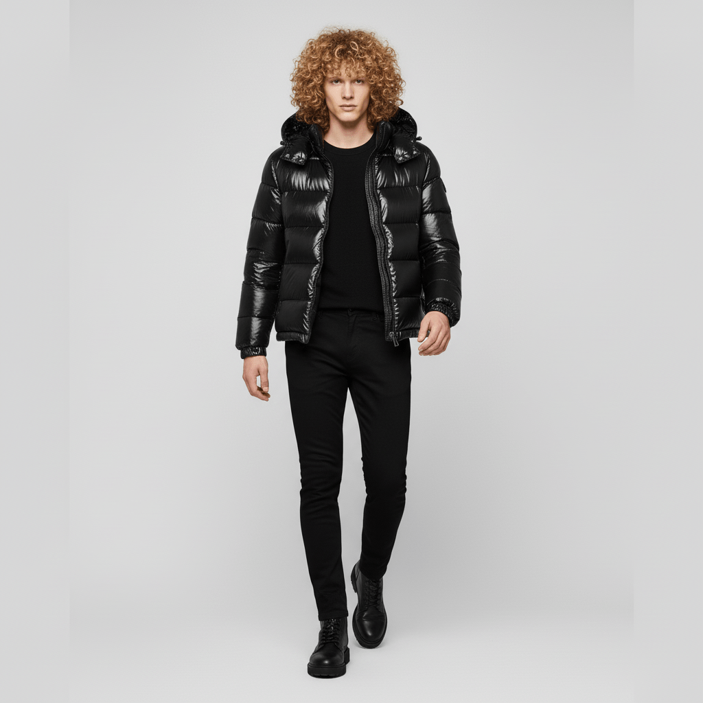 Stilvolle Herren Glanz-Steppjacke "Nate" in modernem Design, ideal für kalte Tage und Herrenmode.