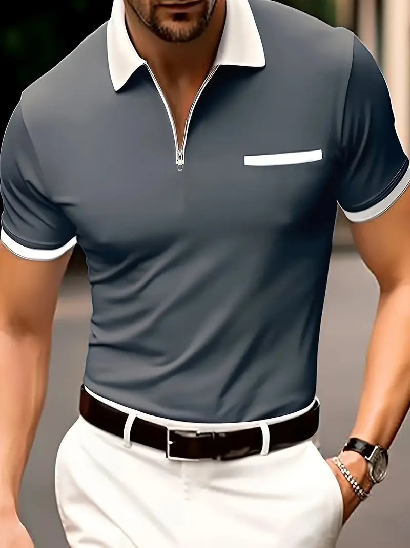 Herren Golfshirt V-Ausschnitt, atmungsaktiv & komfortabel, ideal für den Golfplatz.