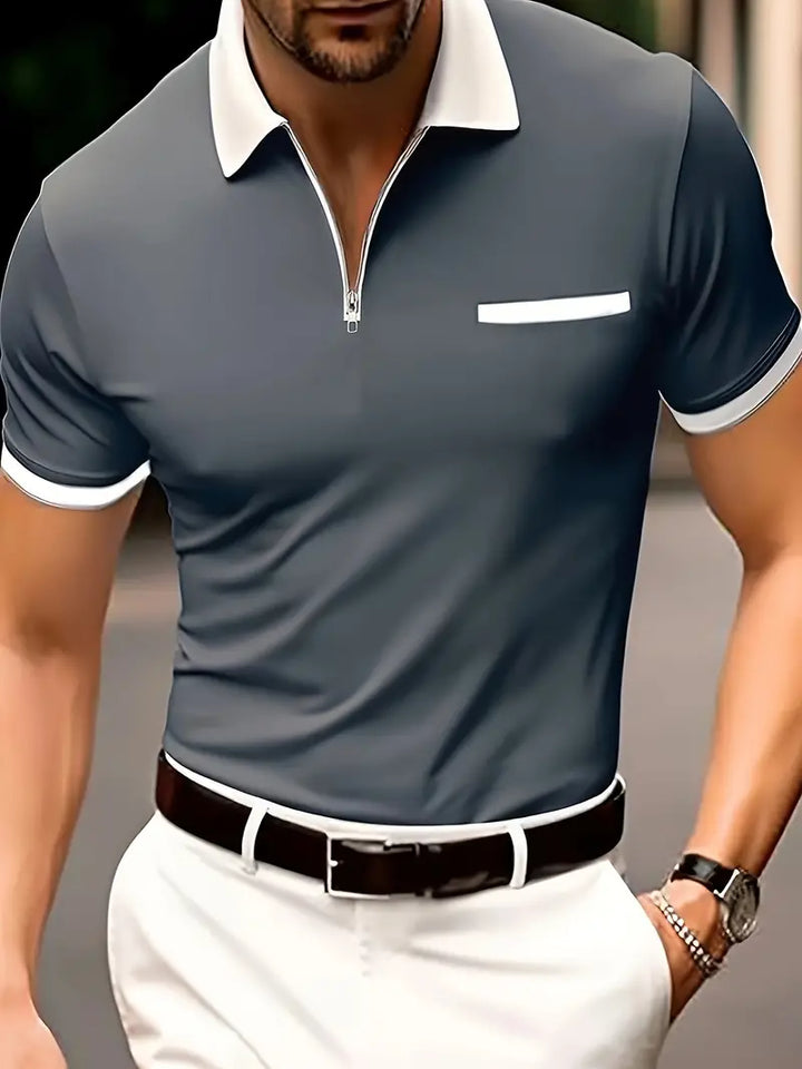 Herren Golfshirt V-Ausschnitt, atmungsaktiv & komfortabel, ideal für den Golfplatz.