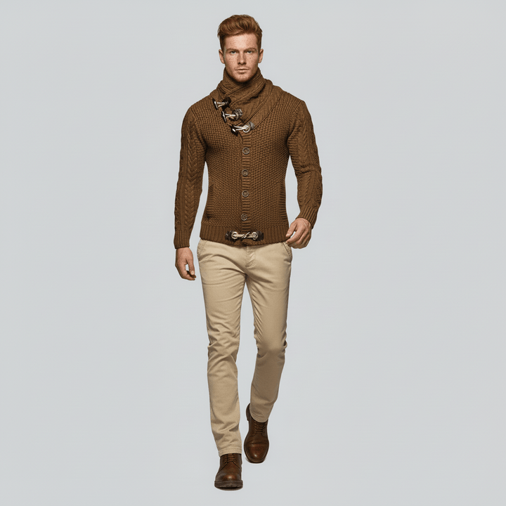 Komfortabler Herren Grobstrick-Cardigan, weich und warm, ideal für entspannte Wintertage.
