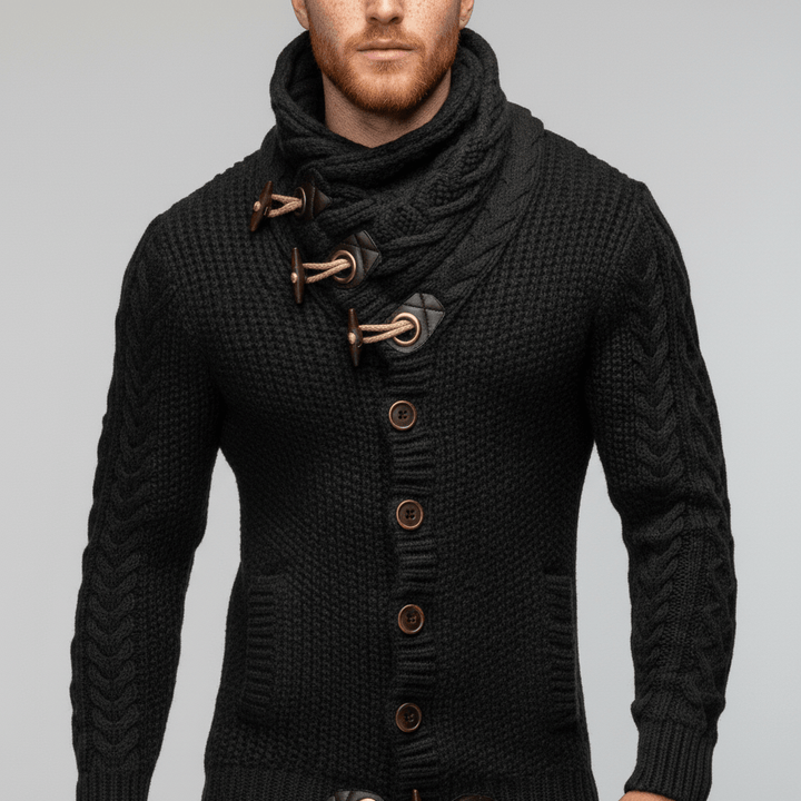 Hochwertiger Herren Grobstrick-Cardigan, wärmend & atmungsaktiv, ideal für kalte Tage.