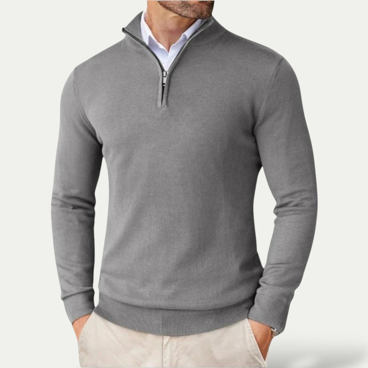 Herren Langarm Pullover mit praktischem Halbzipper, bequem und stilvoll, ideal für Herbst- und Wintermode.