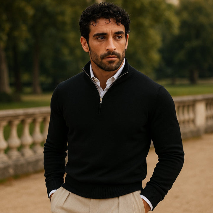 Eleganter Herren Halbzipper Pullover Owen, bequemes Oberteil für Herbst und Winter, vielseitig und stilvoll.