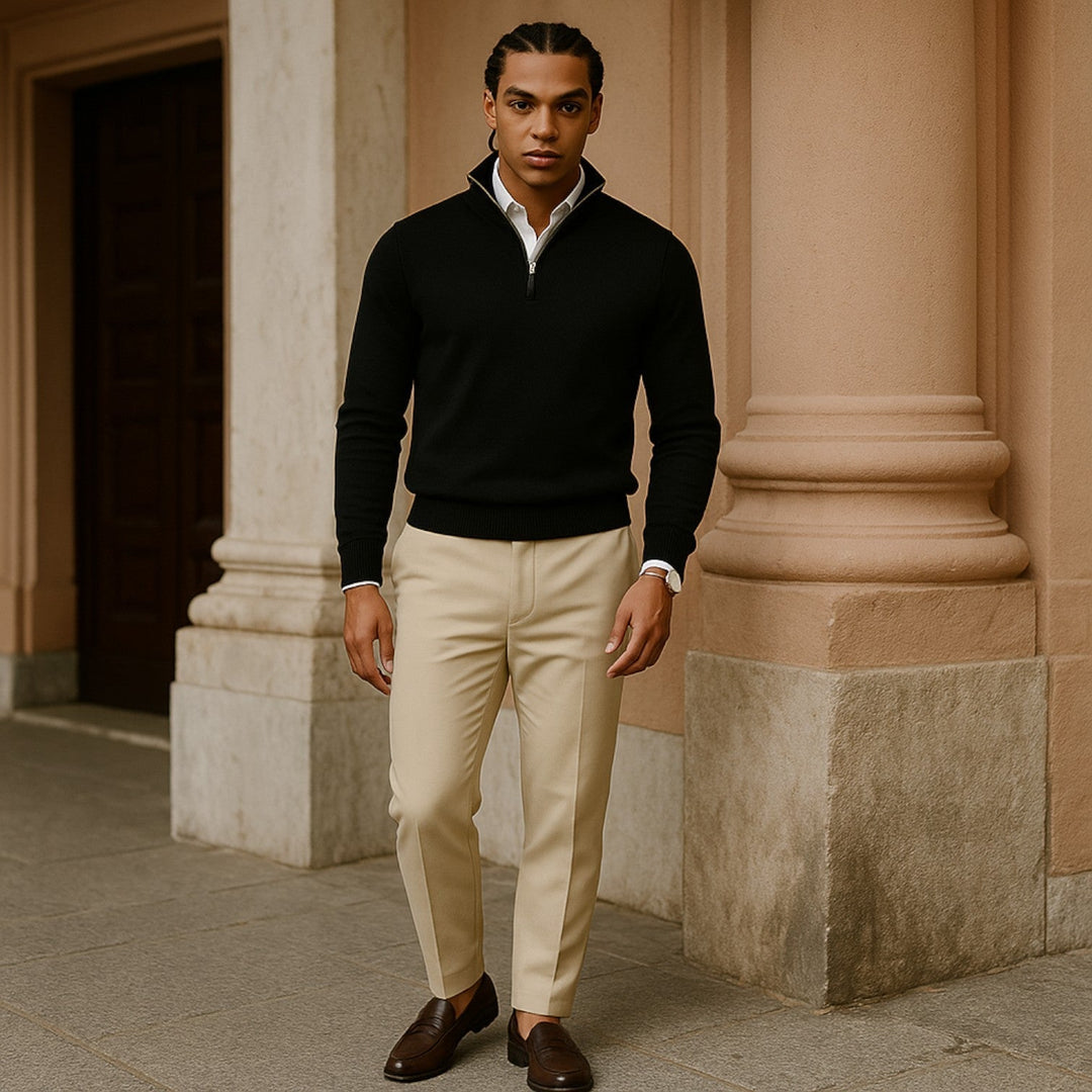 Herren Halbzipper Langarm Pullover Owen, ein Basic für Herbst- und Winteroutfits, bequem und modern.