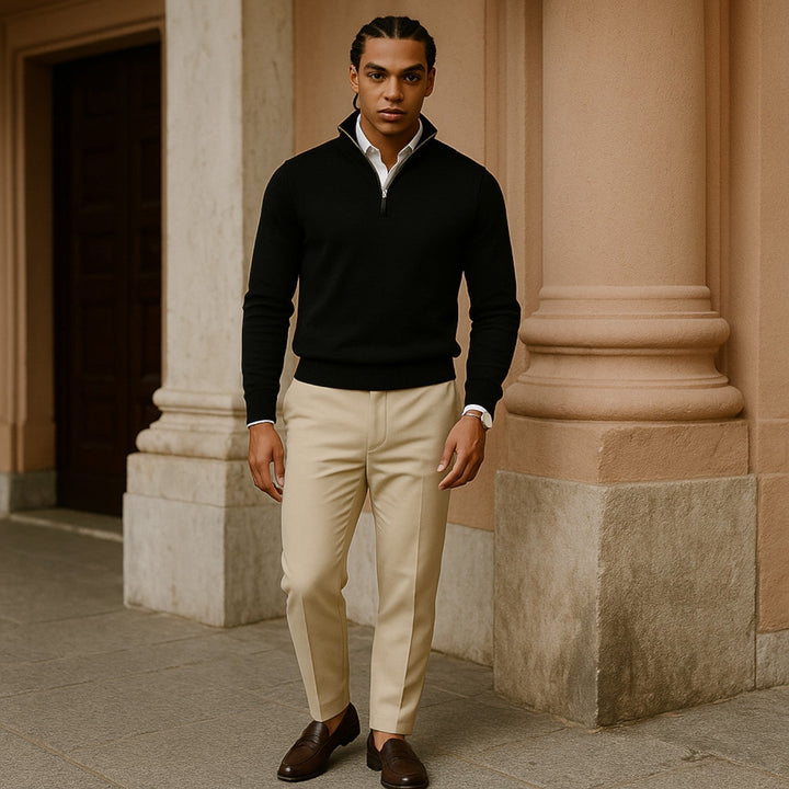 Herren Halbzipper Langarm Pullover Owen, ein Basic für Herbst- und Winteroutfits, bequem und modern.