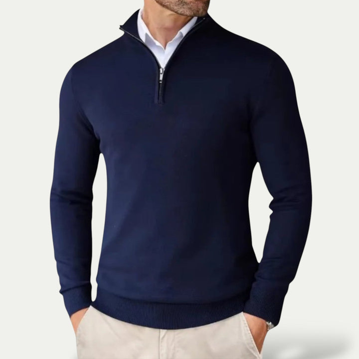 Stilvoller Herren Pullover mit Halbzipper, modernes Design für Freizeit und Business, ideal für Männer.