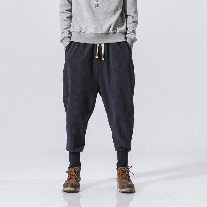 Graue Herren Freizeithose, Harem-Look, komfortabel für den Alltag & Streetwear.